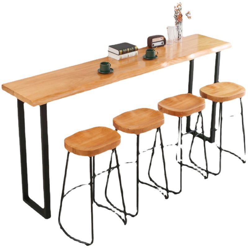Rectangle Solid Wood Bar Table Sled Base Dining Table for Kitchen Living Room