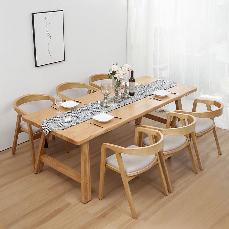 Pine Wood Dining Table Contemporary Rectangle Table with Sled Base