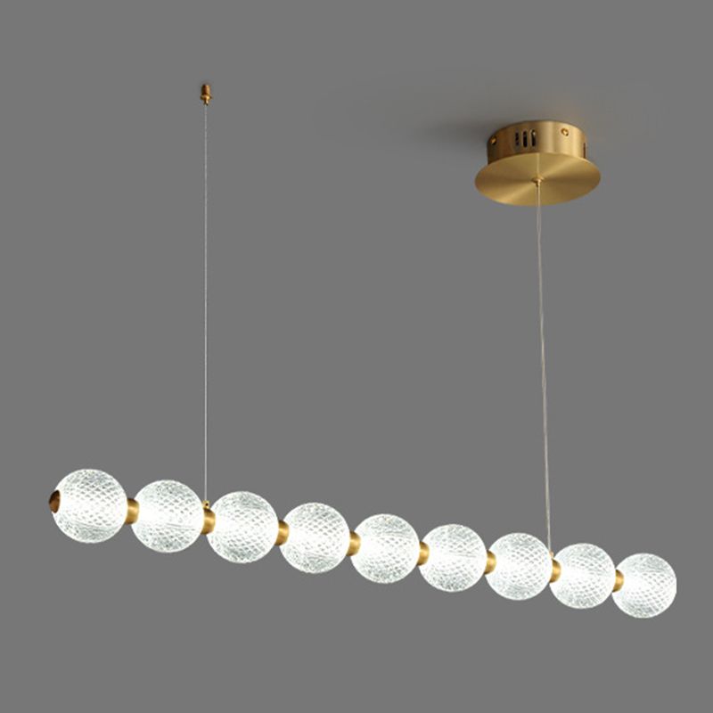 Clear Globe Acrylic Shade Island Pendant Modern Linear LED Dining Table Island Ceiling Light