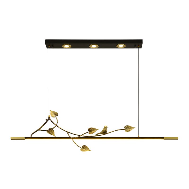 Modern Style Linear Shape Island Lights Metal 4 Light Island Lighting Ideas in Black