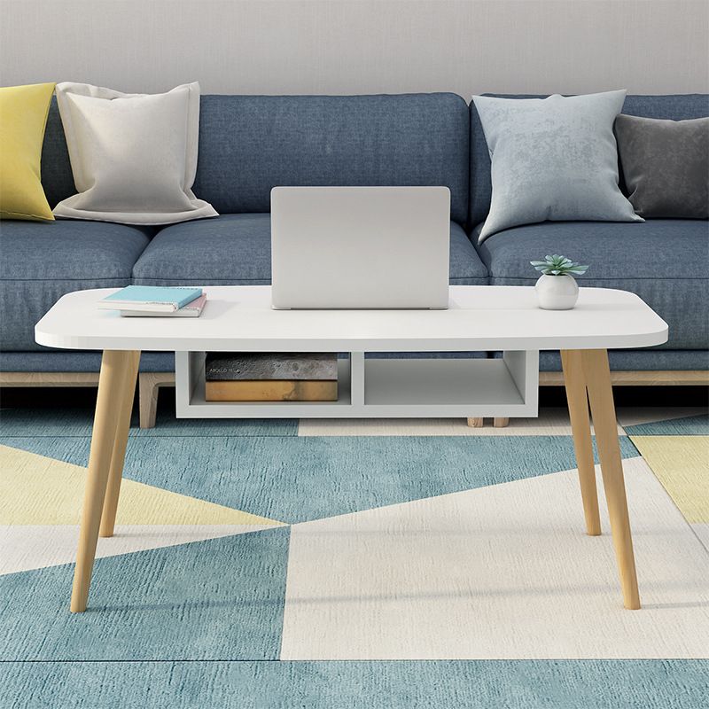 Modern 16.5"Tall 4 Legs Rectangular Wooden Table Top Coffee Table