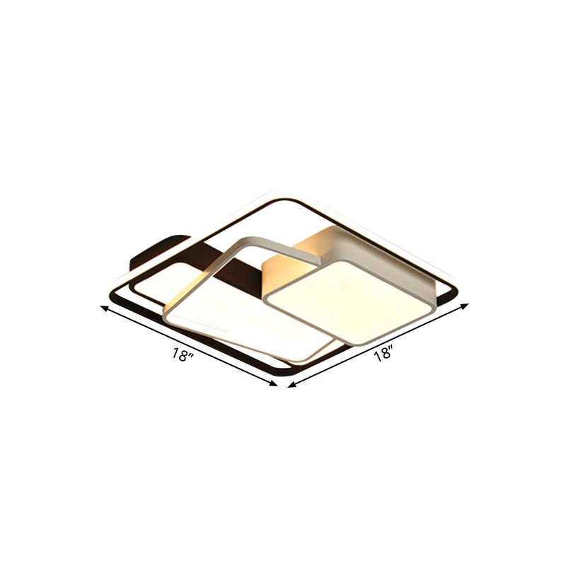 Modernist LED Ceiling Mounted Lamp with Acrylic Shade Black Geometric Flushmount Lighting in Warm/White Light, 18"/21.5" Width