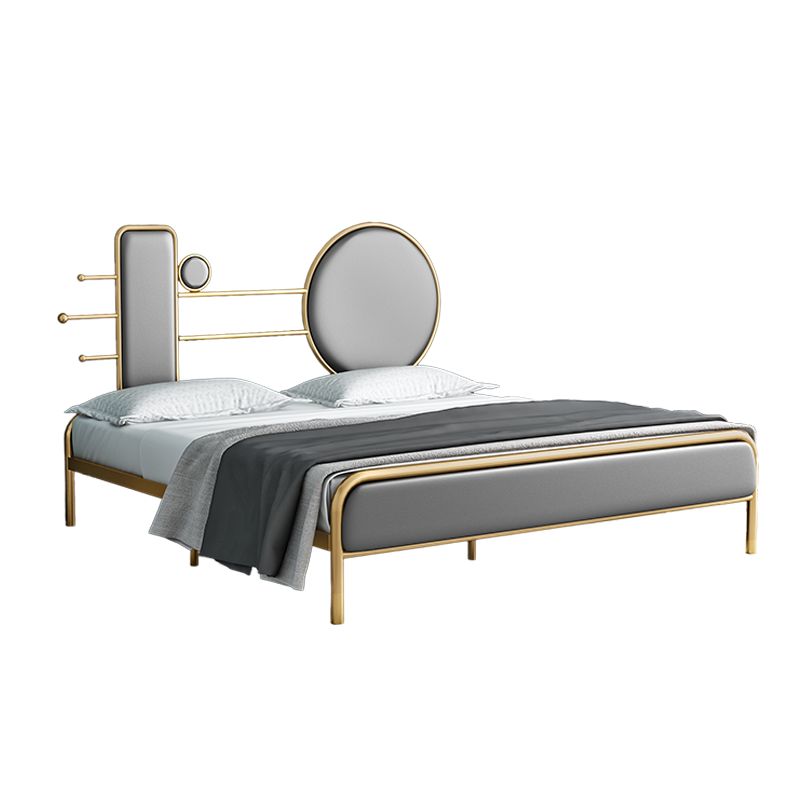 Metal Velvet Open-Frame Bed with Headboard and Metal Legs Bed