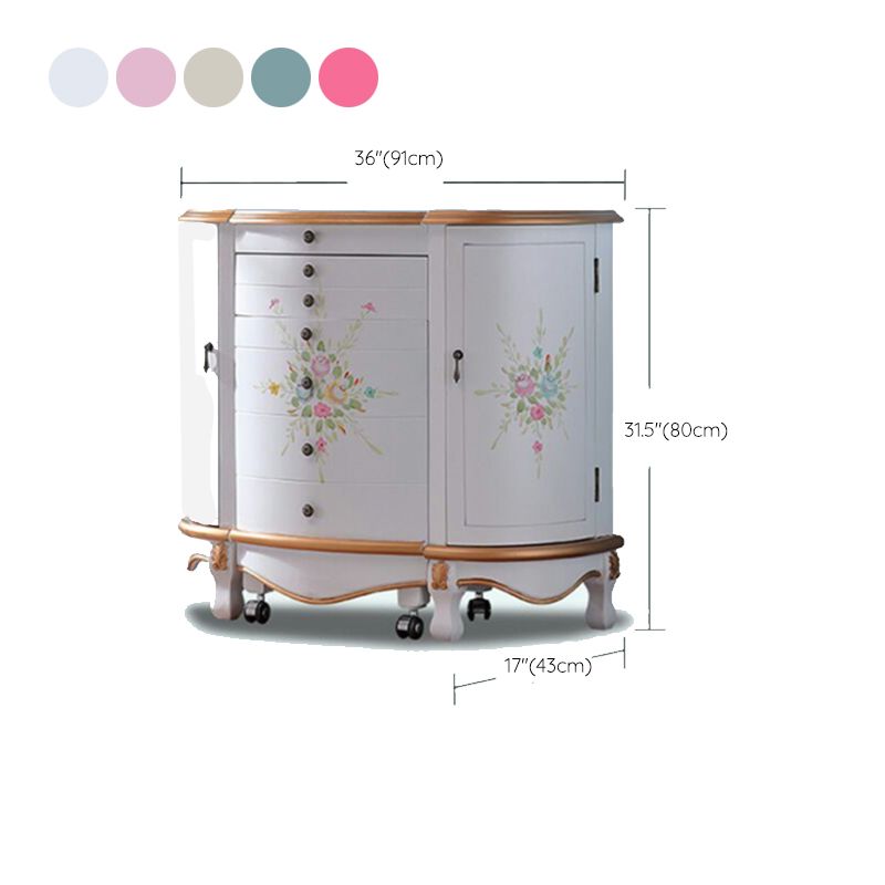 Victorian 1- Drawers Vanity Set with Stool and Mirror Dressing Table