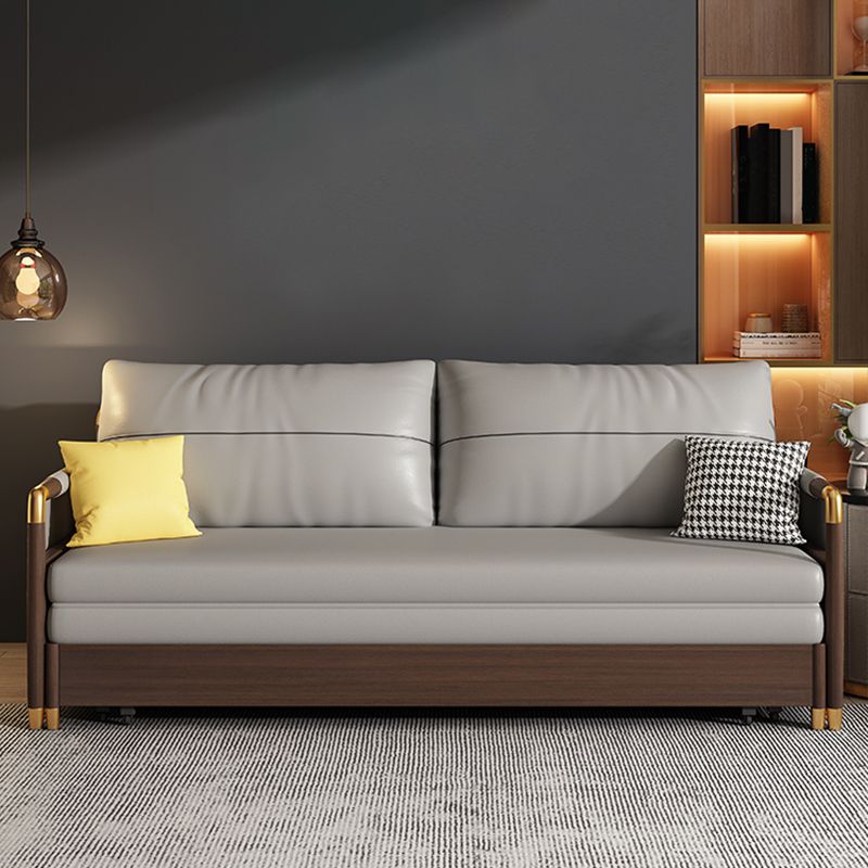 Contemporary Storage Sleeper Sofa Solid Wood Square Arm Sofa Bed