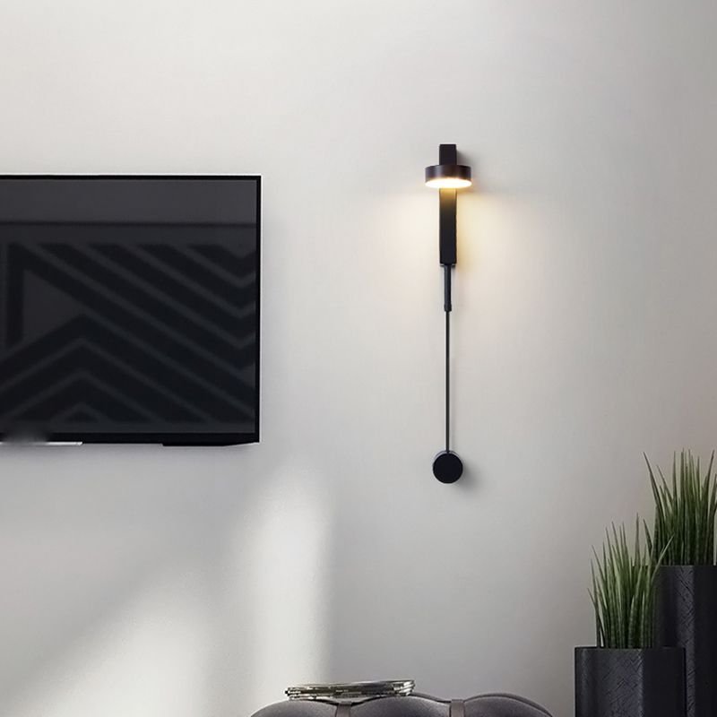 Round Shape Metal Wall Light Modern Style 1 Light Wall Mounted Light