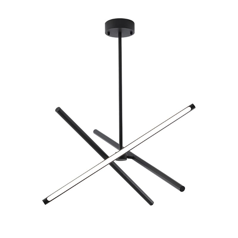 3-Light Black Hanging Light Minimalism Style Linear Shape Metal Chandelier Light
