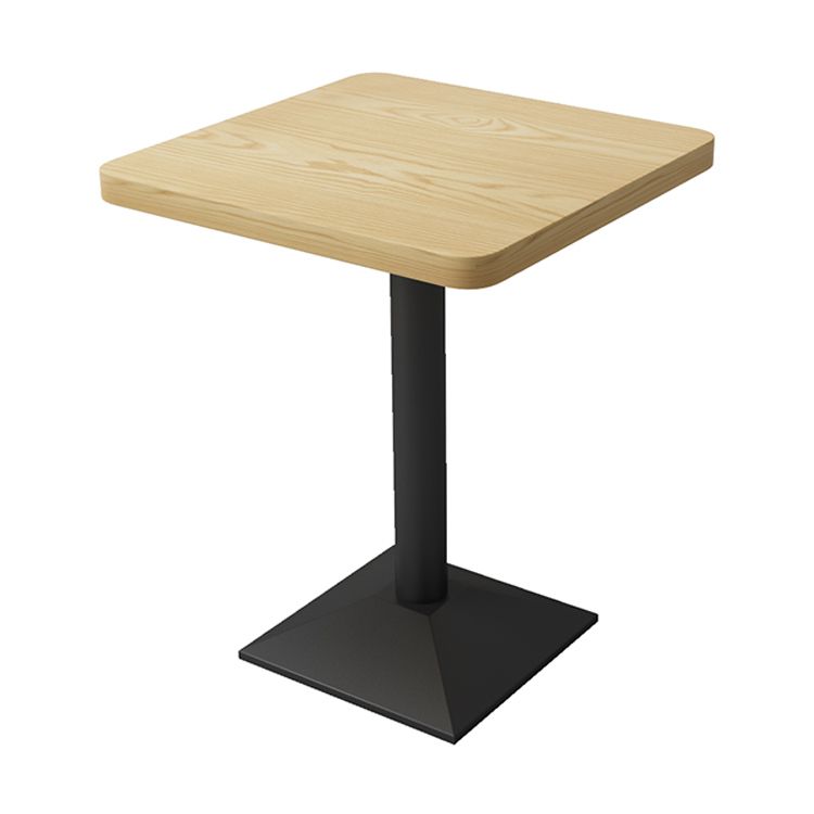 Industrial Wood Table for Restaurant Dining Table with Metal Base in Black