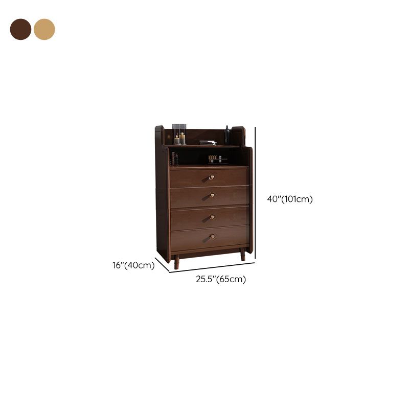 Glam Vertical Solid Wood Storage Chest Bedroom Chest with Drawers