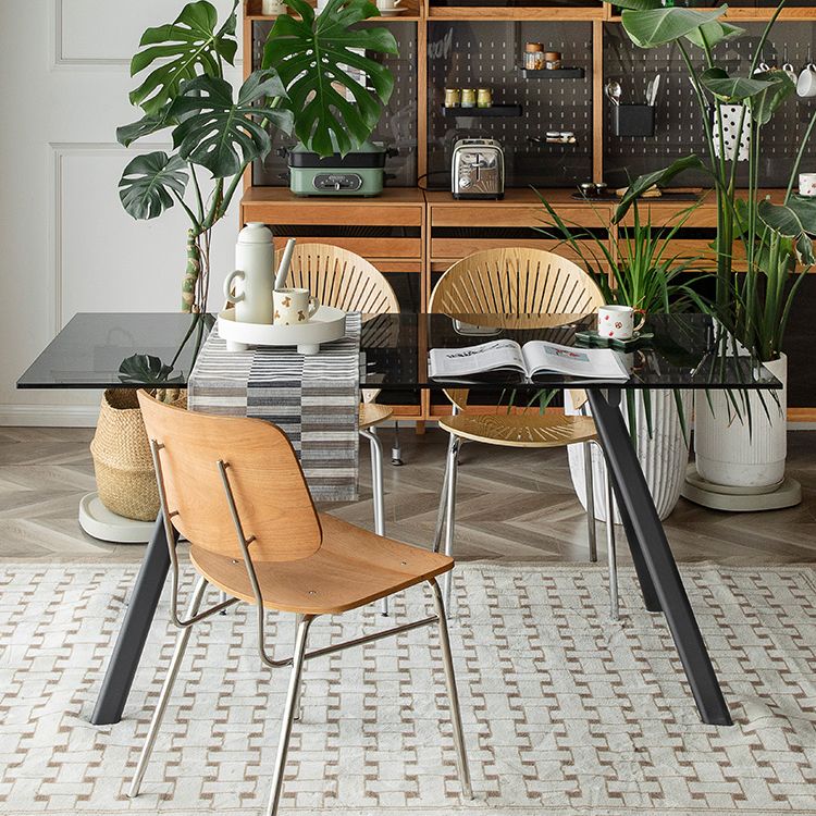 Simplicity Style Rectangle Glass Dining Site Table with 4-foot