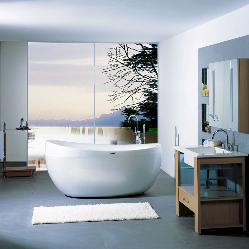 Blue-White Lake Reflecting Murals Scenery Modern Stain Proof Wall Art for Living Room