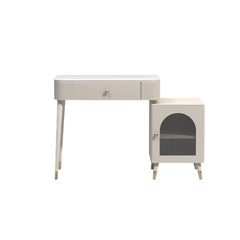 Contemporary Metal Vanity with Glass Accent Vanity Set with Stool