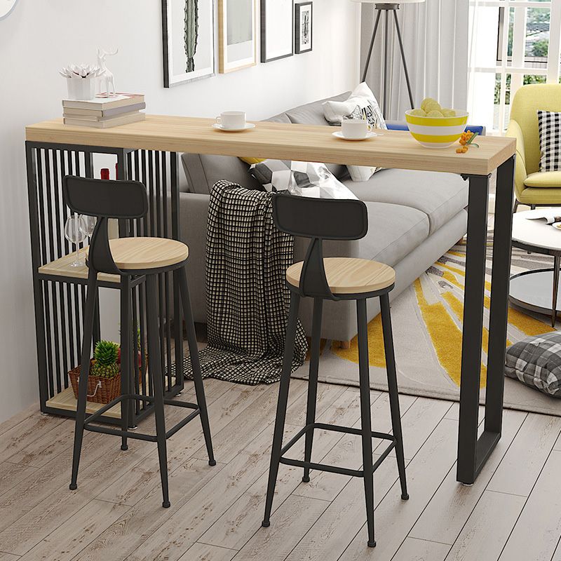 Glam Pub Height Dining Table Wooden Top Pub Table for Patio Use