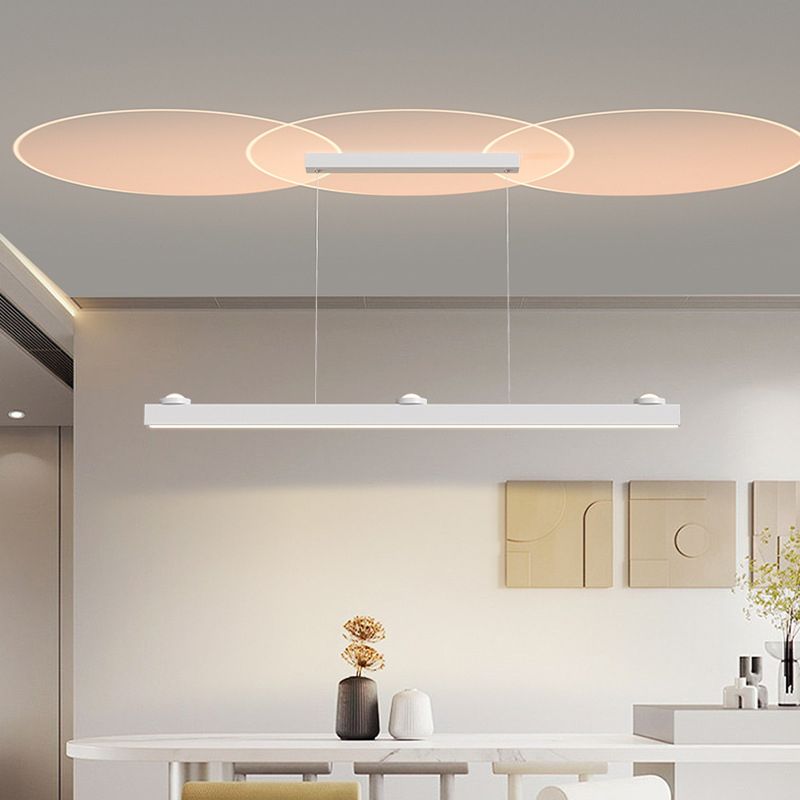 Linear Shape Metal Island Chandelier Modern Style 4 Lights Island Ceiling Light