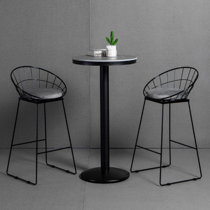 Industrial Style Gray Stone Top Bar Table Set 1/2/3 Pieces Counter Table with High Stools