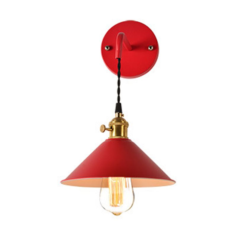 Modern Creative Hanging Wall Lamp Copper Tapered Macaroon Wall Light with Wrought Iron Shade