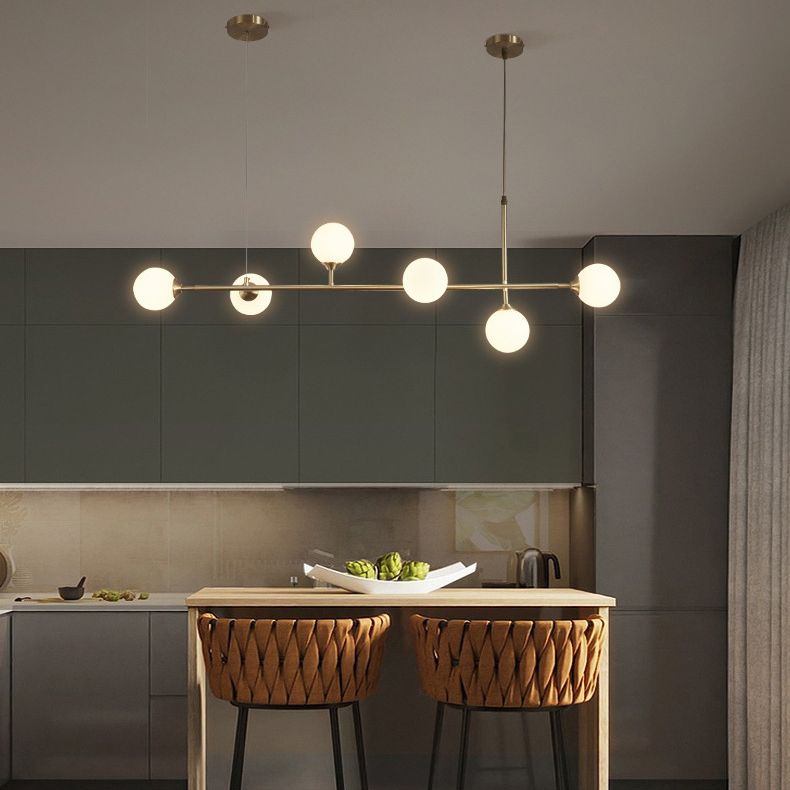 Round Island Lampellale Luci di vetro contemporaneo Fissature di illuminazione lampadario per il ristorante