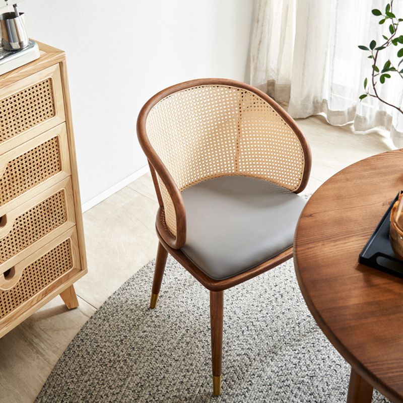 Solid Wood Dining Set 1/2/5 Pcs Round Rattan Dining Table and Chairs