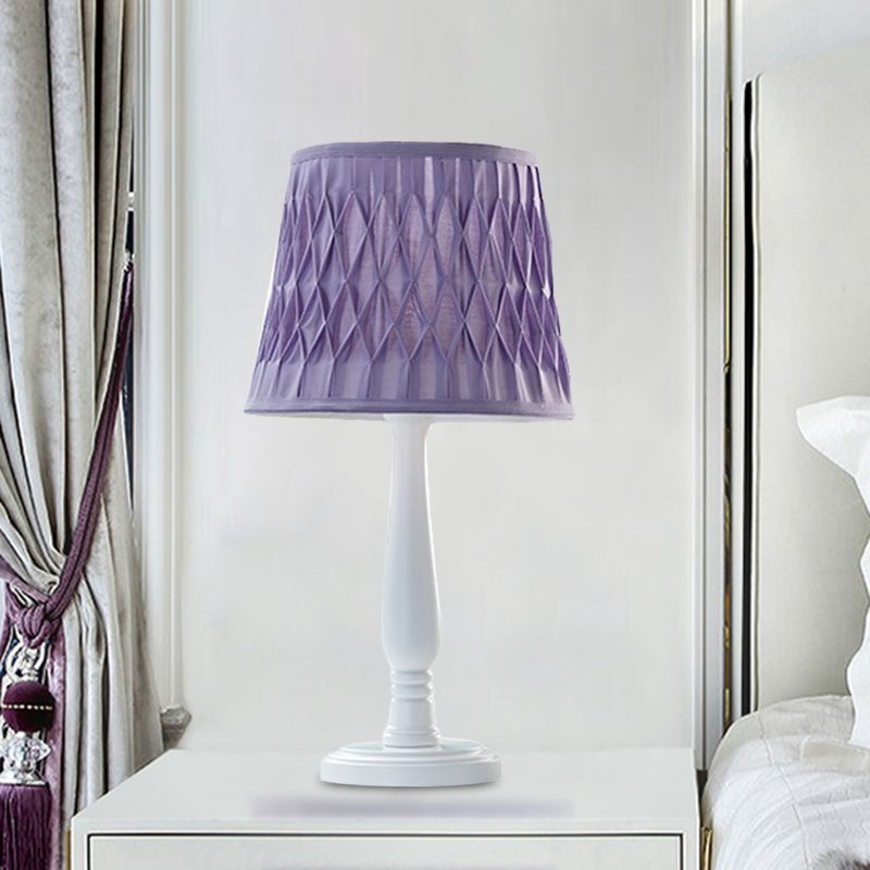 Macaron Barrel Shape Lettura Libro Light Wood 1 Lambola lampada da comodino in rosa/viola/verde