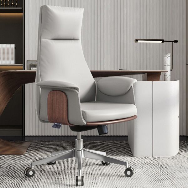 Upholstered Office Chair with Padded Arms Modern Task Chair with Metal Frame