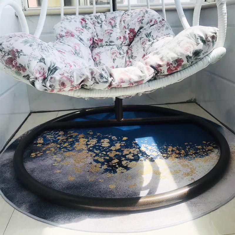 Round Multicolor Bold Rug Polyester Carpet Abstract Print Indoor Rug Stain Resistant for Living Room