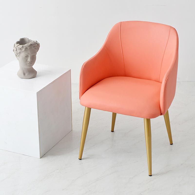 Upholstered Arm Chair Glam Dining Arm Chair with Gold Legs for Home