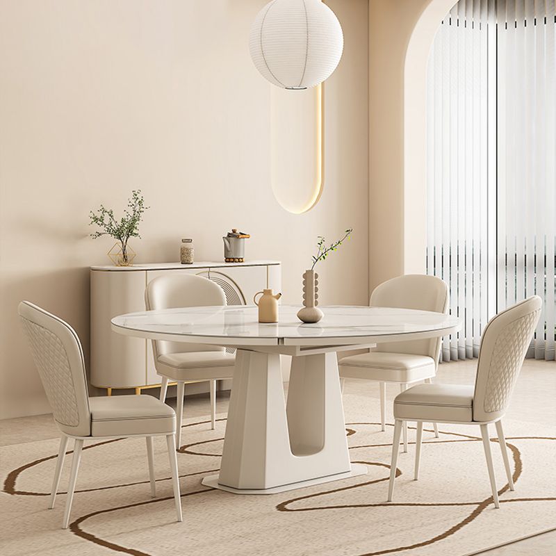 5/7/9/11 Pieces Sintered Stone Top White Round Dining Set for Home
