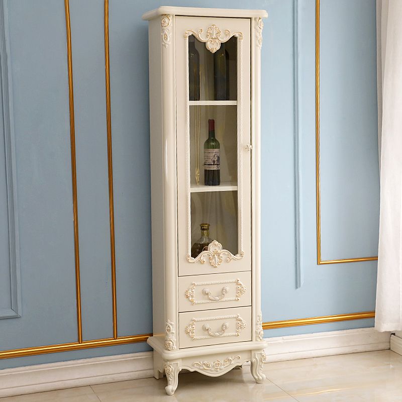 Traditional Display Stand Glass Doors Solid Wood Storage Cabinet for Dining Room