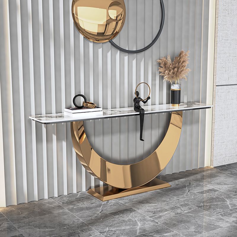 Stone Rectangle Console Table 1-shelf 31.5" Tall Accent Table