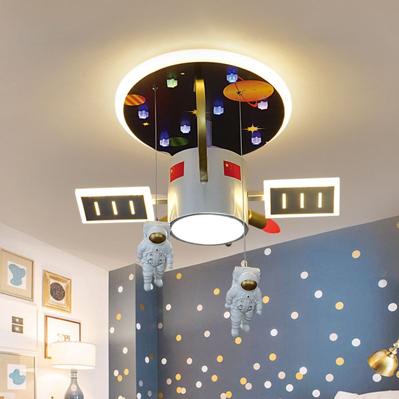 Lámpara de techo de misil espacial y astronauta de níquel con iluminación empotrada LED de dibujos animados con pantalla de metal