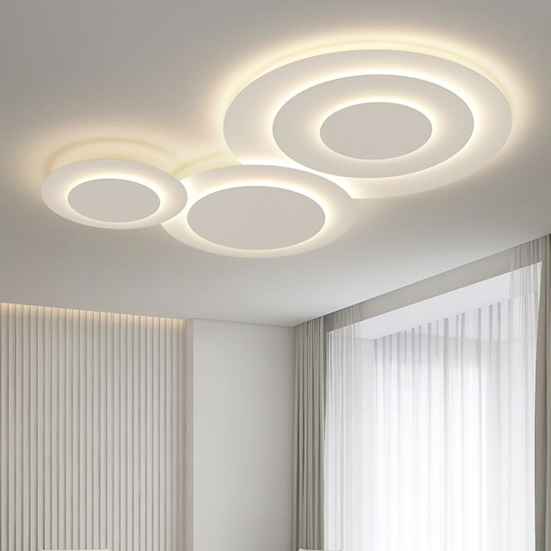Nordic Flush Mount Multi-Layer LED Ceiling Light Fixture in White for Living Room