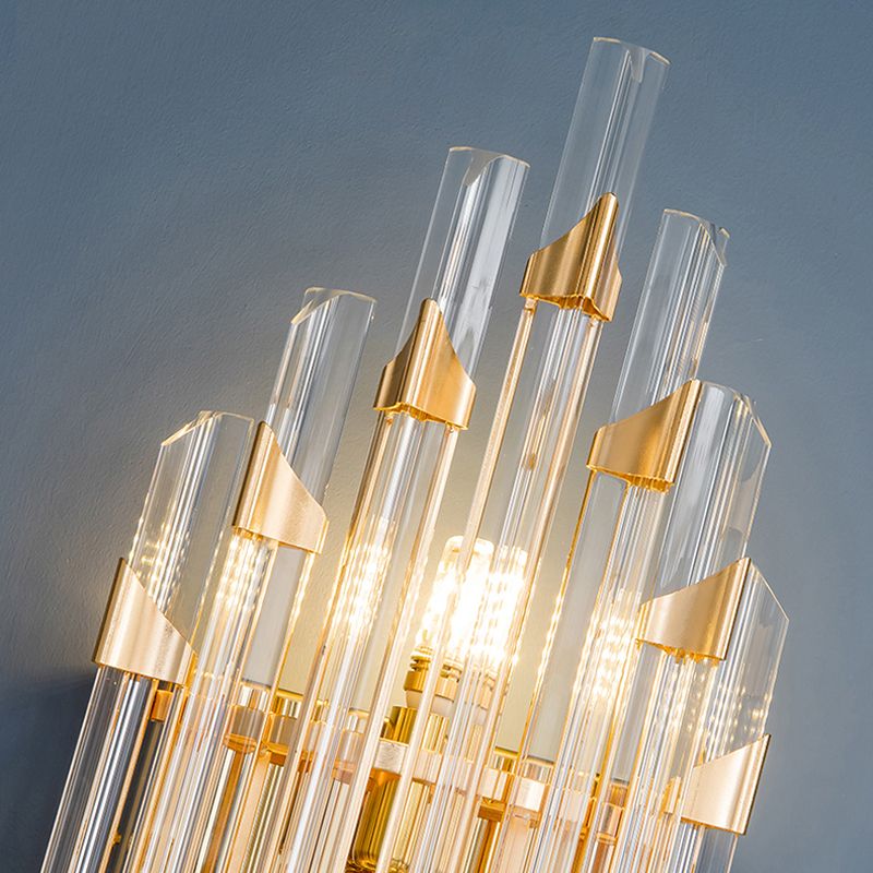 Geometric Shape Crystal Wall Lighting Modern Style 2-Lights Wall Mounted Light in Gold