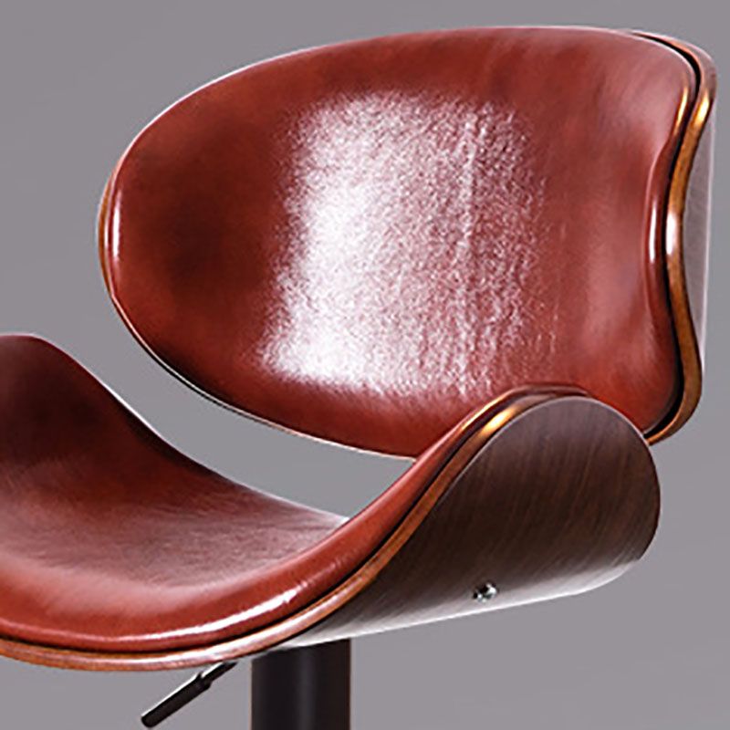 Contemporary Metal Barstool Low Back Faux Leather Footrest Furniture