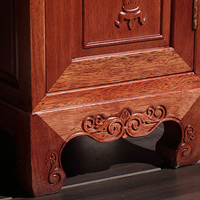 Solid Wood Red and Brown Makeup Table Vanity with Drawer and Mirror