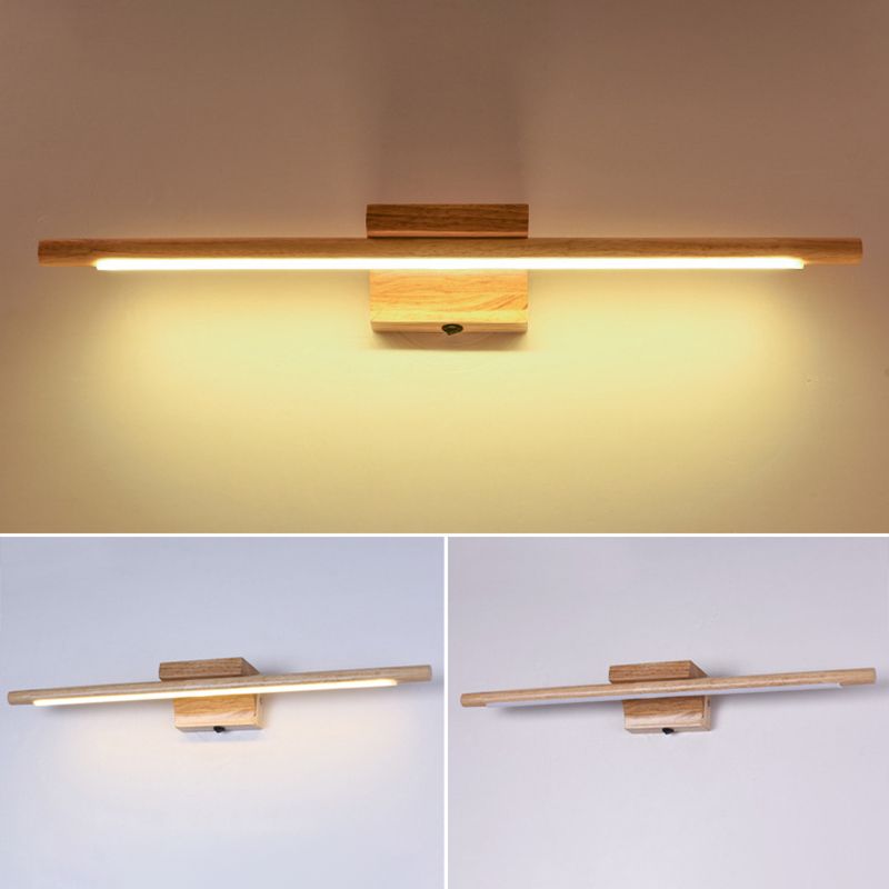 Modern Style Tube Vanity Lighting Fixtures Wood 1 Light Vanity Wall Sconce