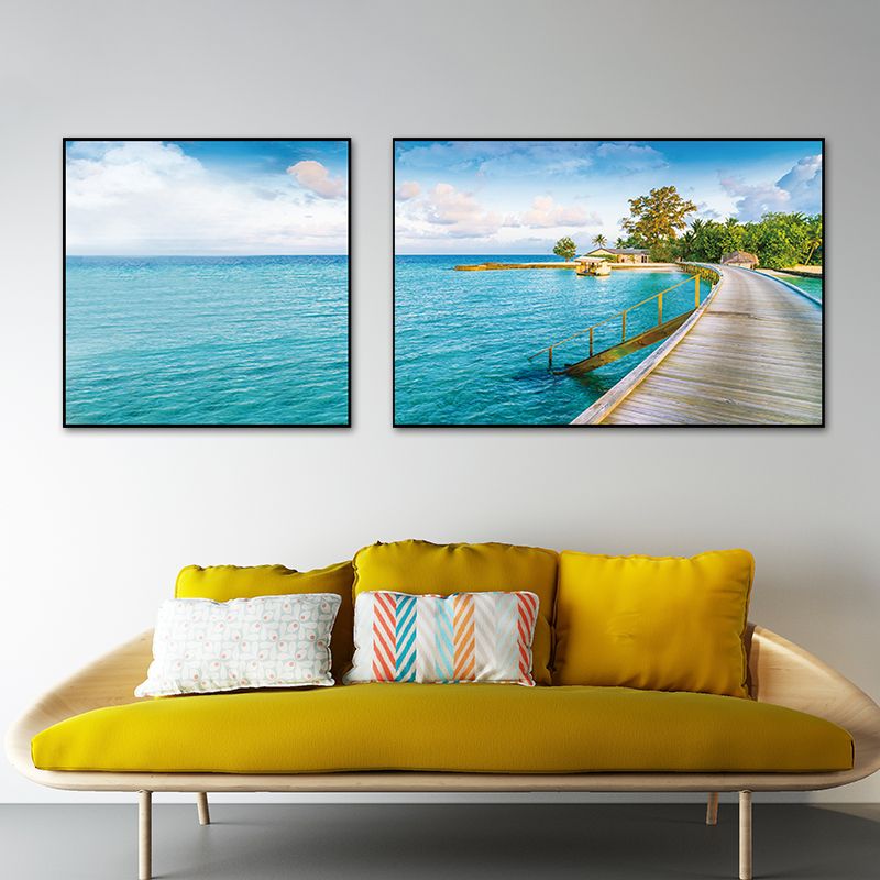 Pastel Seascape Wall Art Decor Nature Scenery Modern Multi-Piece Canvas for Bedroom
