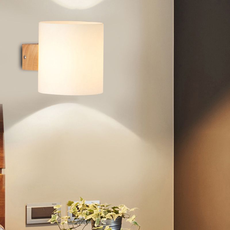 Modern Style Cylinder Shape Wall Lamp Wood Sconces Light for Bedroom