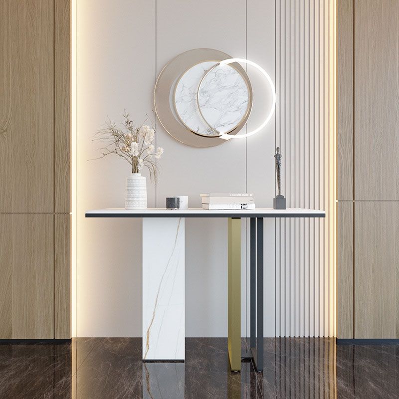Modern Stone Console Table 14" W Stain Resistant Accent Table for Hall