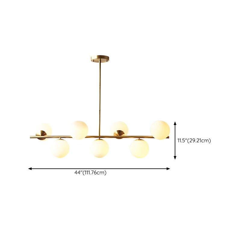 Ball Shape Glass Chandelier Modern Style 7 Lights Island Ceiling Light in Gold