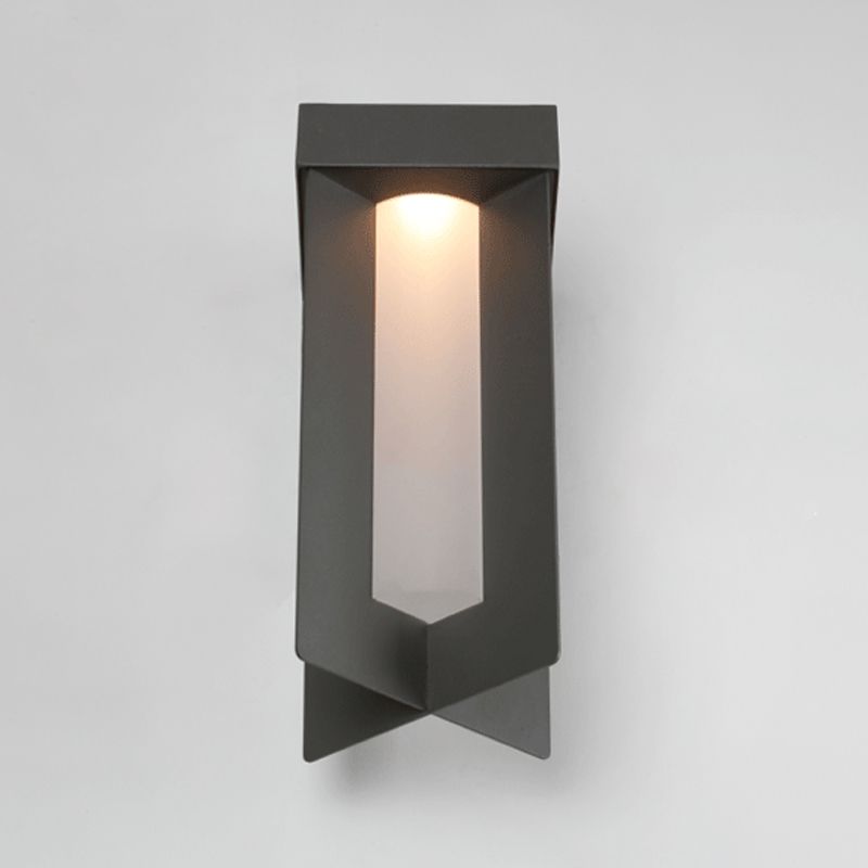 1 Bulb Rectangle Wall Light Traditional Gray Finish Aluminum Surface Wall Sconce with Cream Glass Shade