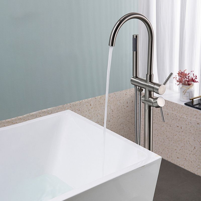 Modern Floor Mounted Metal Freestanding Tub Filler Freestanding High Arc Tub Filler Trim