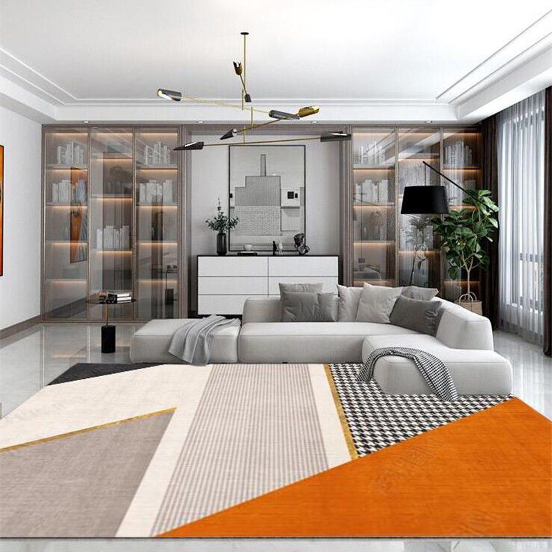 Gorgeous Orange Tone Carpet Trendy Polyster Area Rug Non-Slip Backing Rug for Living Room