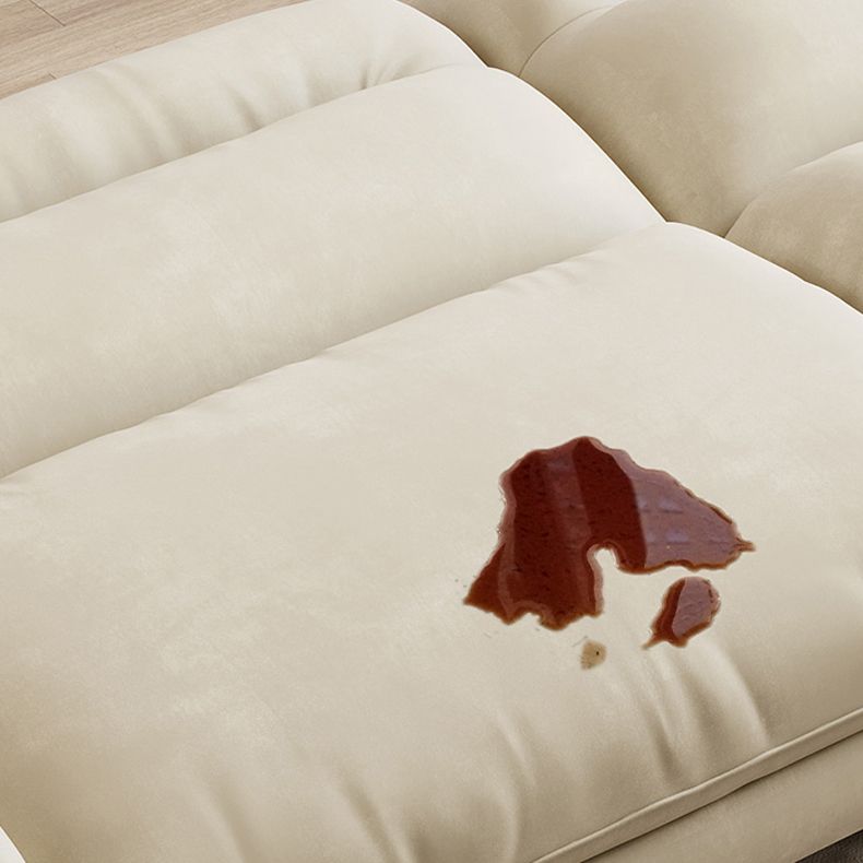 31.49" High Scandinavian Sofa Faux Leather/Linen Flared Arm Sofa