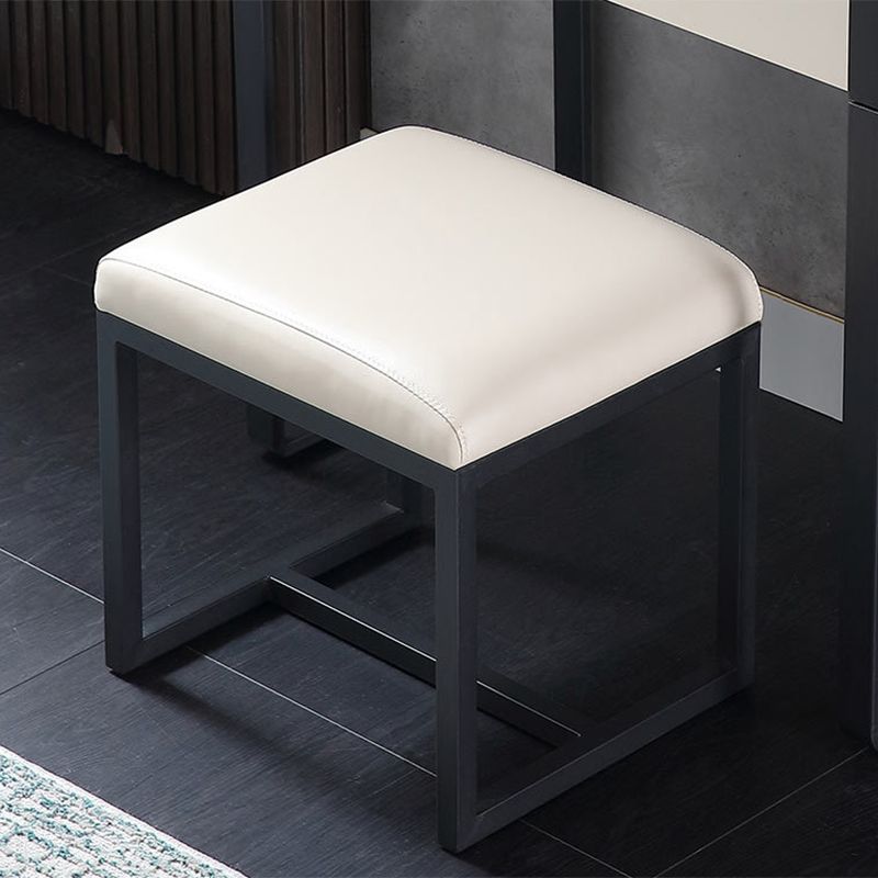 Contemporary Stone Top Vanity Desk 2-Drawer Dressing Table with Stool