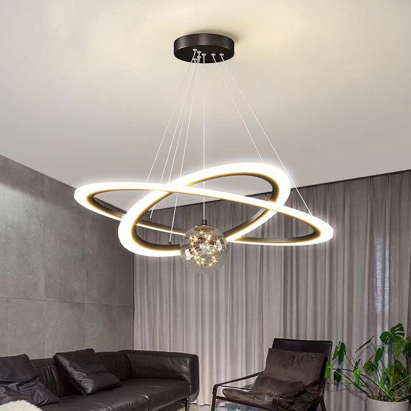 Multi Lights Ring Pendant Chandelier Modern Style Metal Hanging Lamps