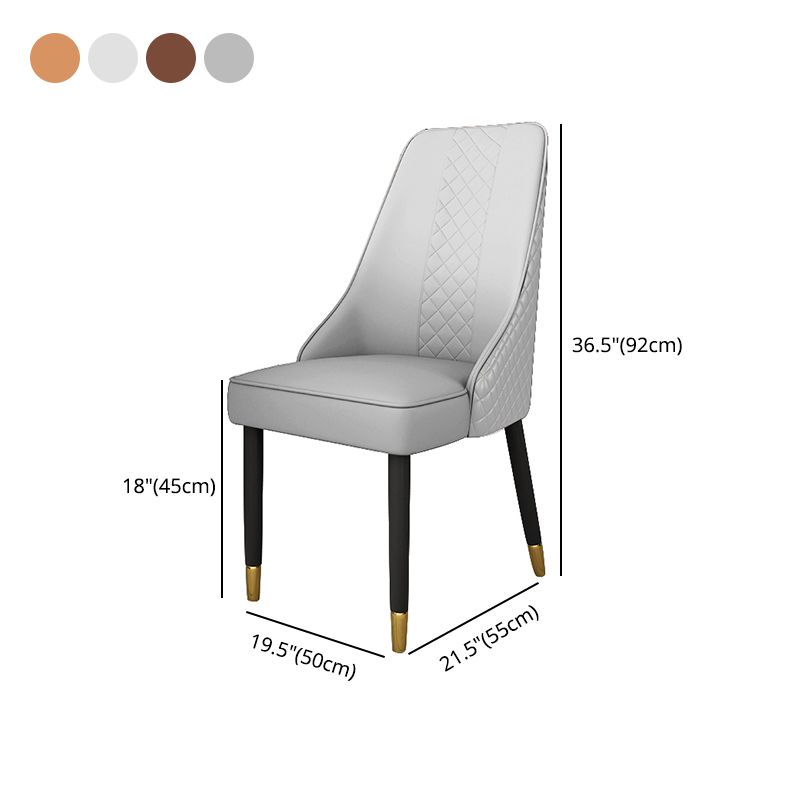 Solid Back Dining Arm Chairs Leather Upholstered Dining Armchairs (Set of 2)