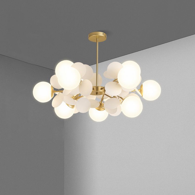 Moderne stijl bol plafond hanglamp multi -lichten melkglas kroonluchter verlichting