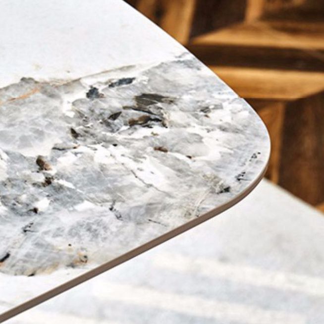 Modern Furniture White Rectangular Sintered Stone Dining Table with Metal Legs for Home