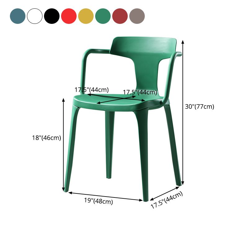 Chaises de salle à manger en plastique de style contemporain, chaises latérales à bras pour cuisine