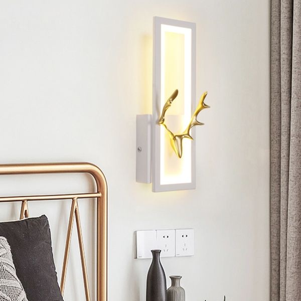 Lampada da parete per salotto in metallo Nordico in metallo a muro di cervo con tonalità rettangolare